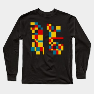 Minimal Primary #4 (Mondrian Inspired) Long Sleeve T-Shirt